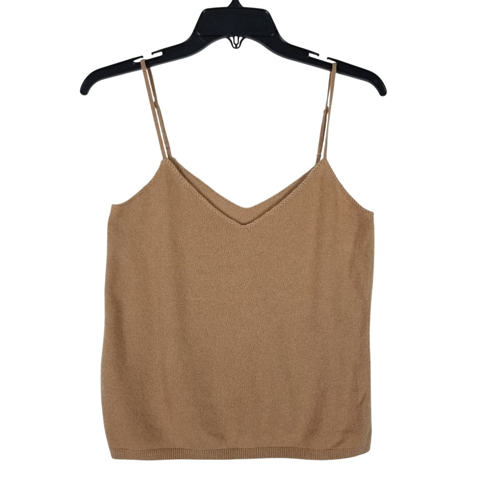 Vince Camisole Women XS Camel 100% Cashmere V-Neck Spaghetti Strap Tank Top